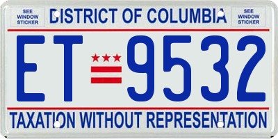 DC license plate ET9532