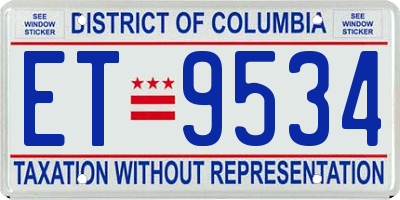DC license plate ET9534