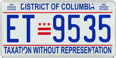 DC license plate ET9535
