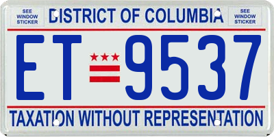 DC license plate ET9537