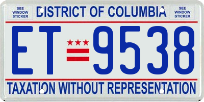 DC license plate ET9538