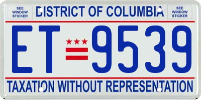 DC license plate ET9539