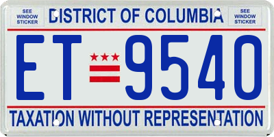 DC license plate ET9540