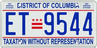 DC license plate ET9544