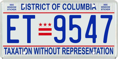 DC license plate ET9547