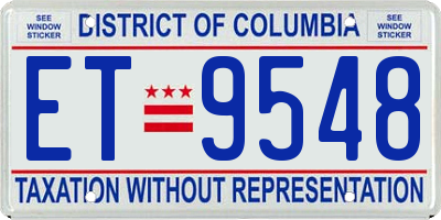 DC license plate ET9548