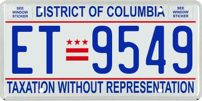 DC license plate ET9549