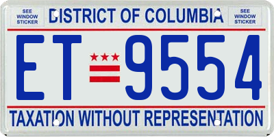 DC license plate ET9554