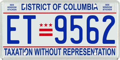 DC license plate ET9562