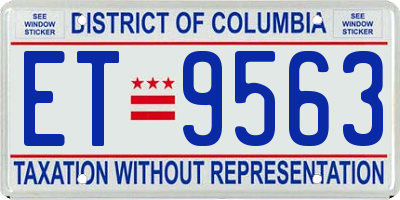 DC license plate ET9563
