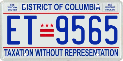 DC license plate ET9565