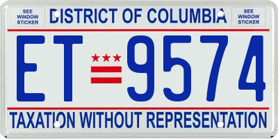 DC license plate ET9574