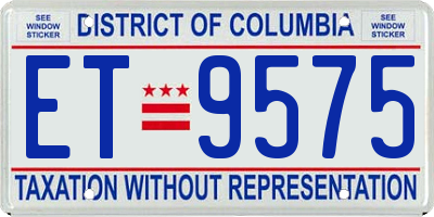 DC license plate ET9575