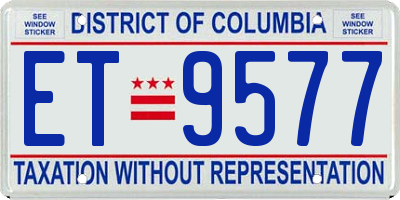 DC license plate ET9577