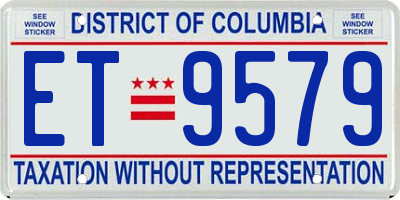DC license plate ET9579