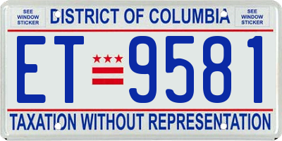 DC license plate ET9581