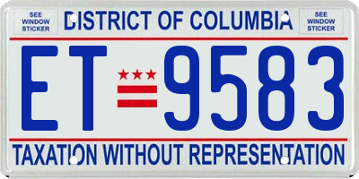 DC license plate ET9583