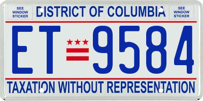 DC license plate ET9584