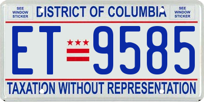 DC license plate ET9585