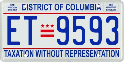 DC license plate ET9593