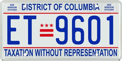 DC license plate ET9601