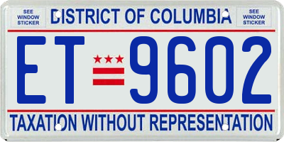 DC license plate ET9602