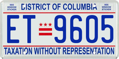 DC license plate ET9605
