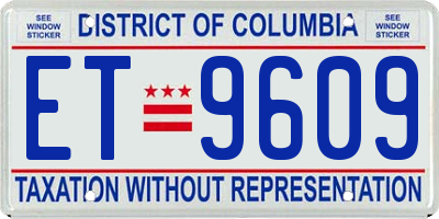 DC license plate ET9609