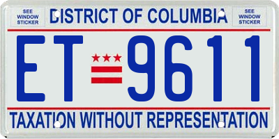 DC license plate ET9611