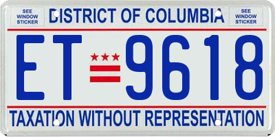 DC license plate ET9618