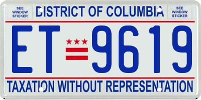 DC license plate ET9619