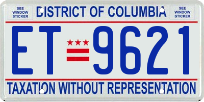 DC license plate ET9621