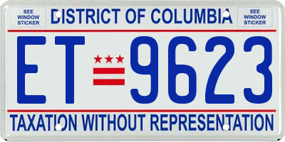 DC license plate ET9623
