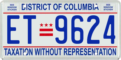 DC license plate ET9624