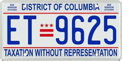 DC license plate ET9625