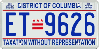 DC license plate ET9626