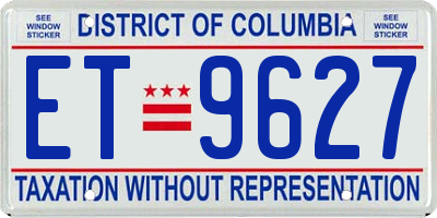 DC license plate ET9627