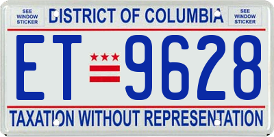 DC license plate ET9628