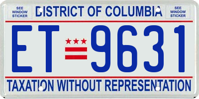 DC license plate ET9631