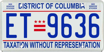 DC license plate ET9636