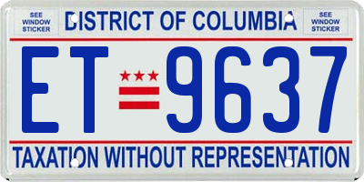 DC license plate ET9637