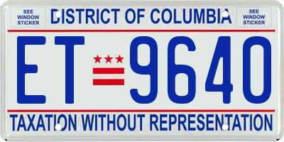 DC license plate ET9640