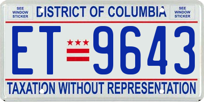 DC license plate ET9643