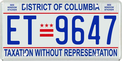 DC license plate ET9647