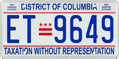 DC license plate ET9649