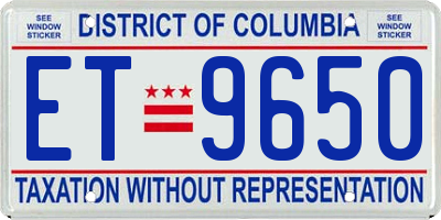 DC license plate ET9650