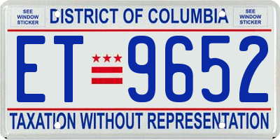 DC license plate ET9652