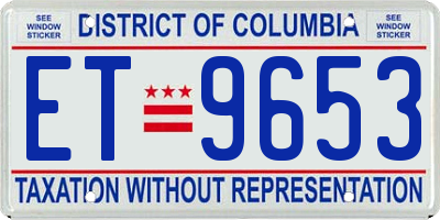 DC license plate ET9653