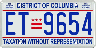 DC license plate ET9654