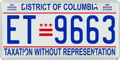 DC license plate ET9663